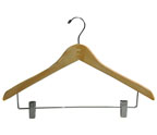 17in. Wishbone Wood Hangers with Adjustable Metal Clips - 300RC