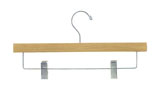Natural Wood Pants/Skirt Hanger w/Chrome Hook and Clips - 700RC