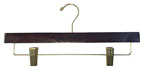 Walnut Wood Pants/Skirt Hanger w/Brass Hook and clips - 800RC