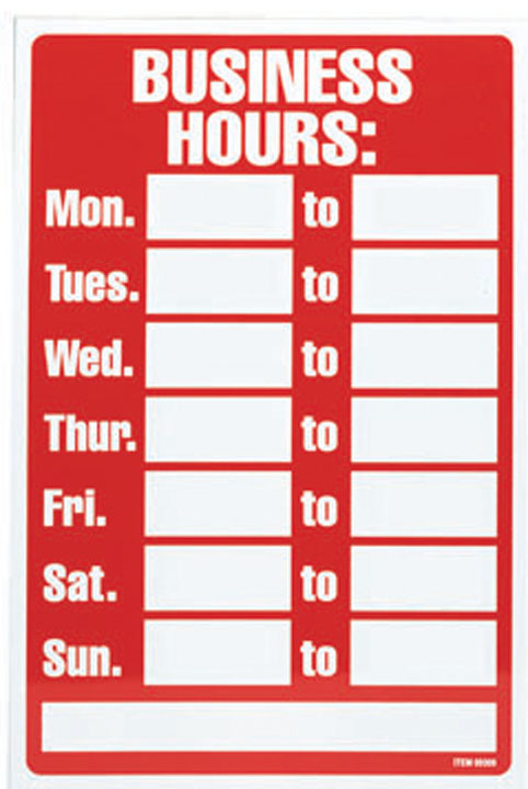 Business Hours Sign - 9309