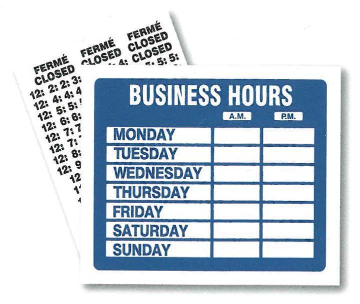 Business Hours Sign - 9573