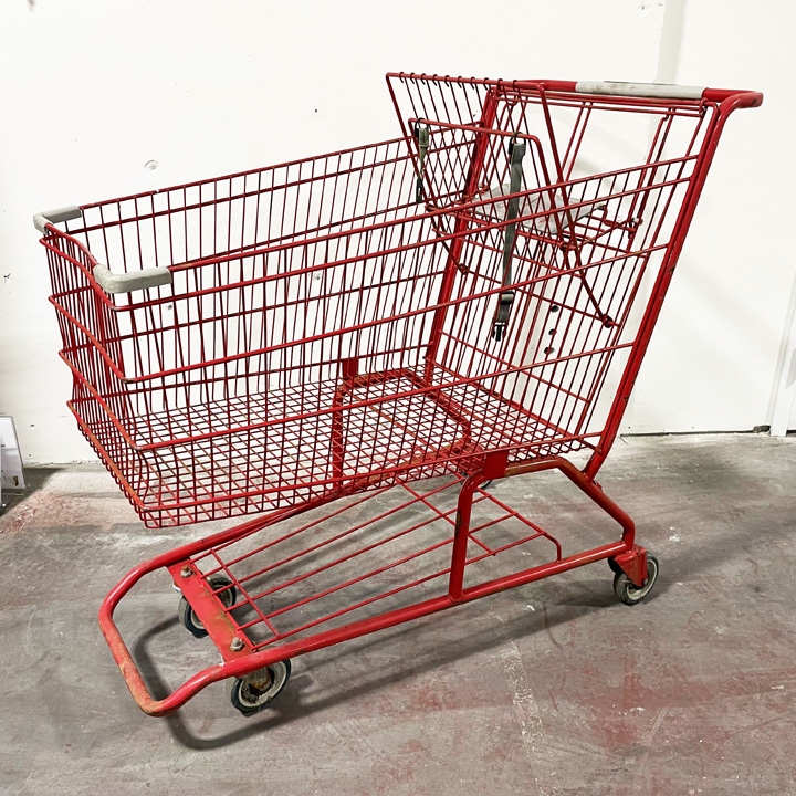 Used Metal Shopping Cart in Red - USCMETRED